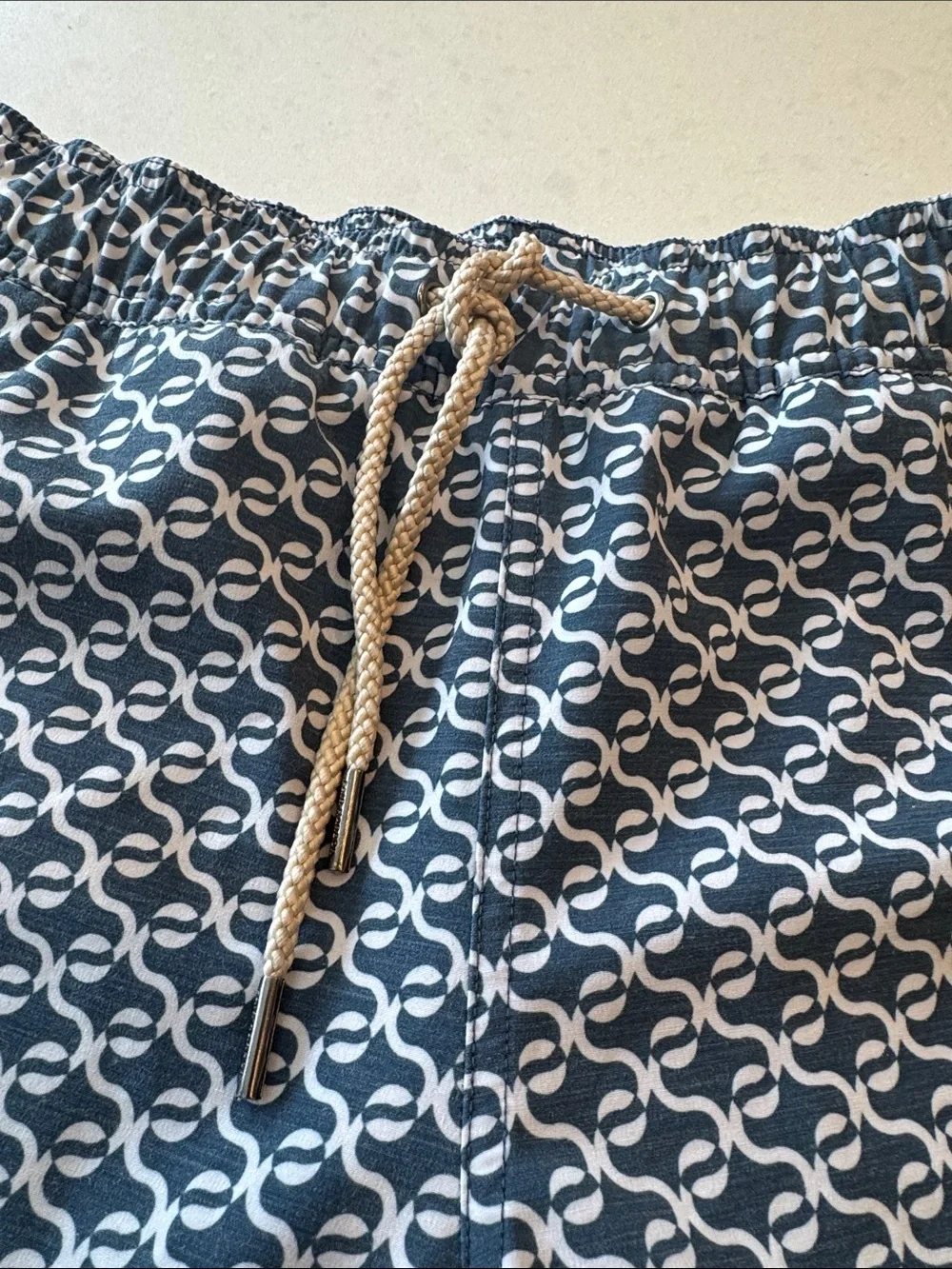 Fair Harbor Navy & White Repeat-Logo Swim Trunks